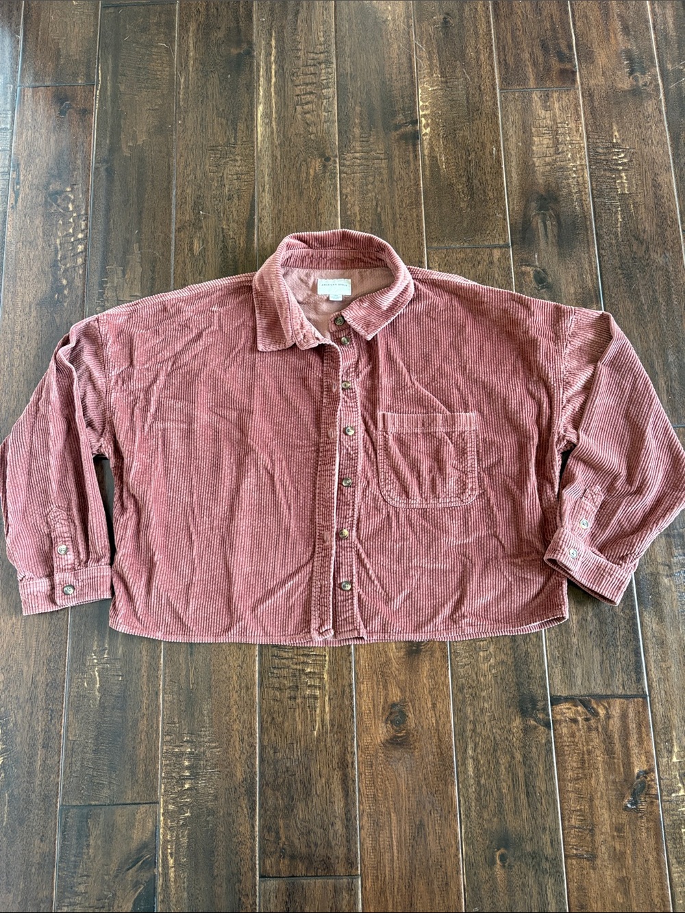 American Eagle Outfitters Corduroy Button-Down in Dusty Rose Pink